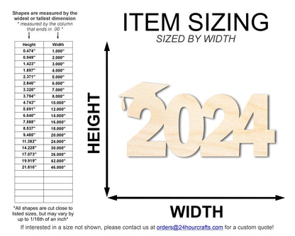 Unfinished 2024 Graduation Shape | DIY Craft Cutout | up to 46" DIY - NameSigns.com