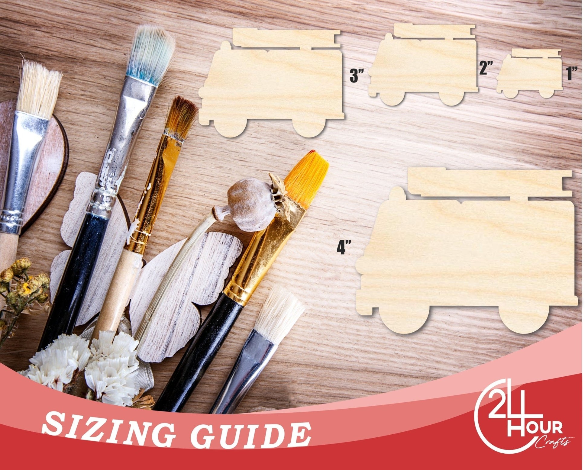 Unfinished Cartoon Fire Truck Shape | DIY Craft Cutout | up to 46" DIY - NameSigns.com