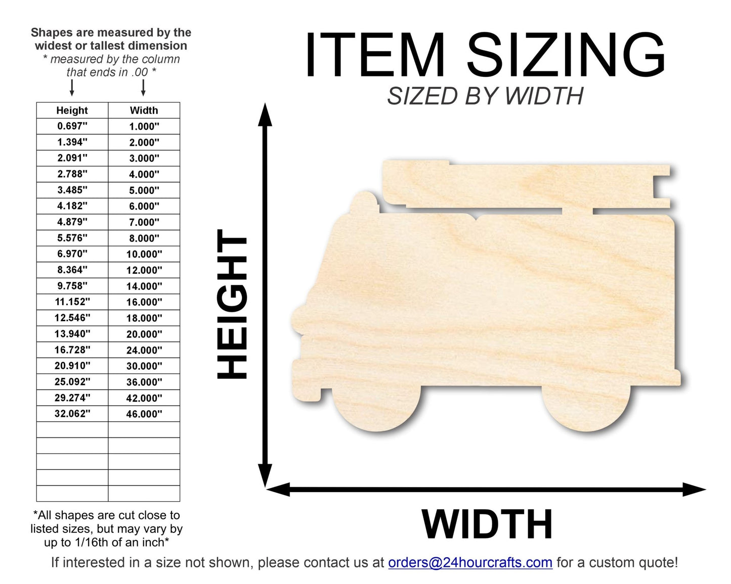 Unfinished Cartoon Fire Truck Shape | DIY Craft Cutout | up to 46" DIY - NameSigns.com