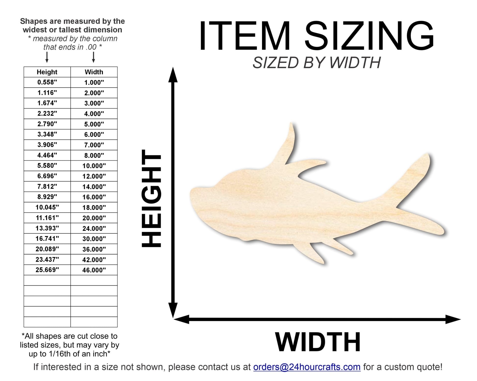 Unfinished Cartoon Fish Wood Cutout Shape | DIY Craft Cutout | up to 46" DIY - NameSigns.com