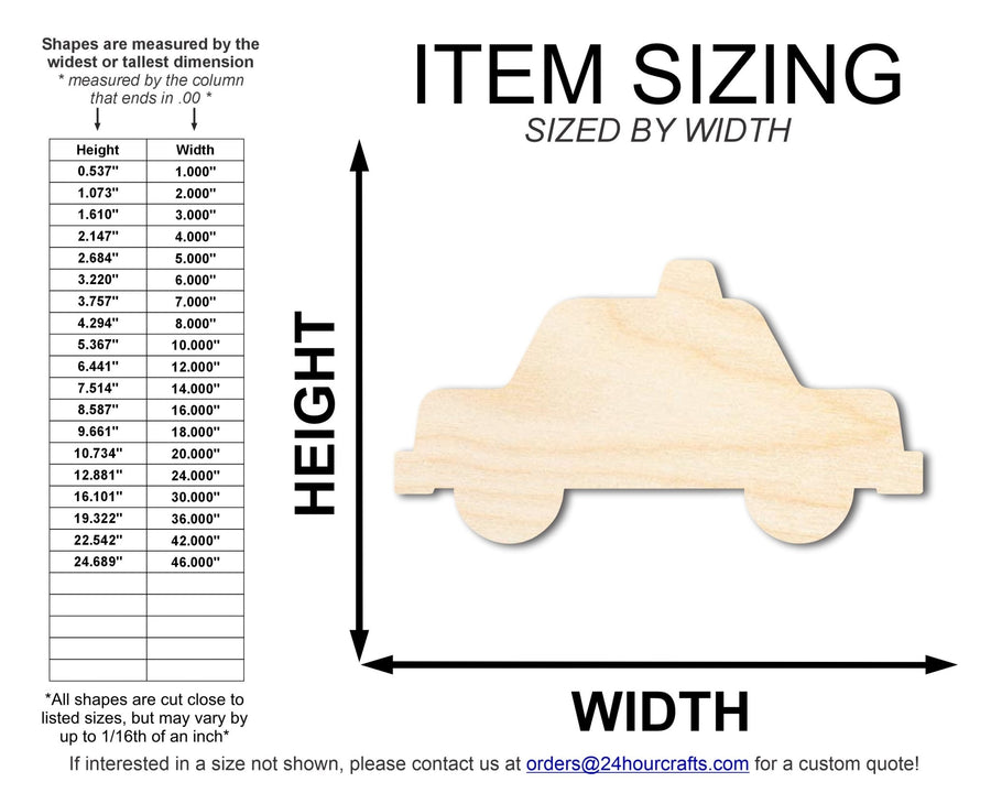 Unfinished Cartoon Police Car Shape | DIY Craft Cutout | up to 46" DIY - NameSigns.com