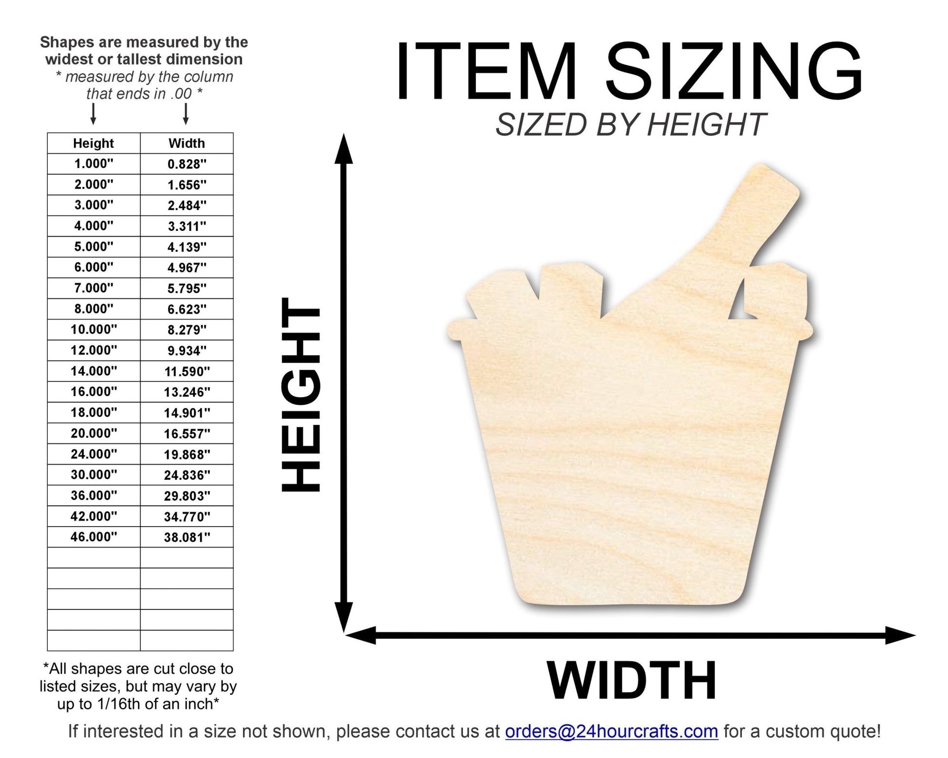 Unfinished Champagne Bucket Silhouette | DIY Craft Cutout | up to 46" DIY - NameSigns.com