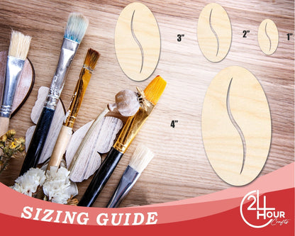 Unfinished Coffee Bean Shape | Craft Cutout | up to 46" DIY - NameSigns.com