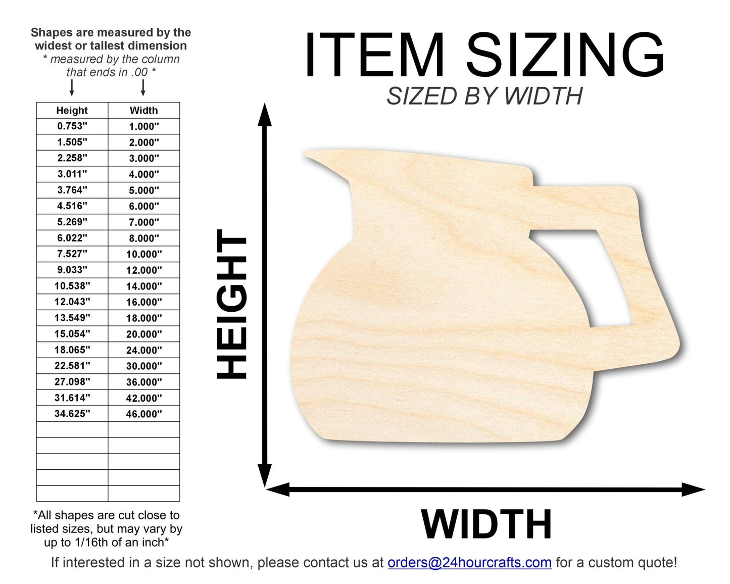 Unfinished Coffee Pot Shape | Craft Cutout | up to 46" DIY - NameSigns.com