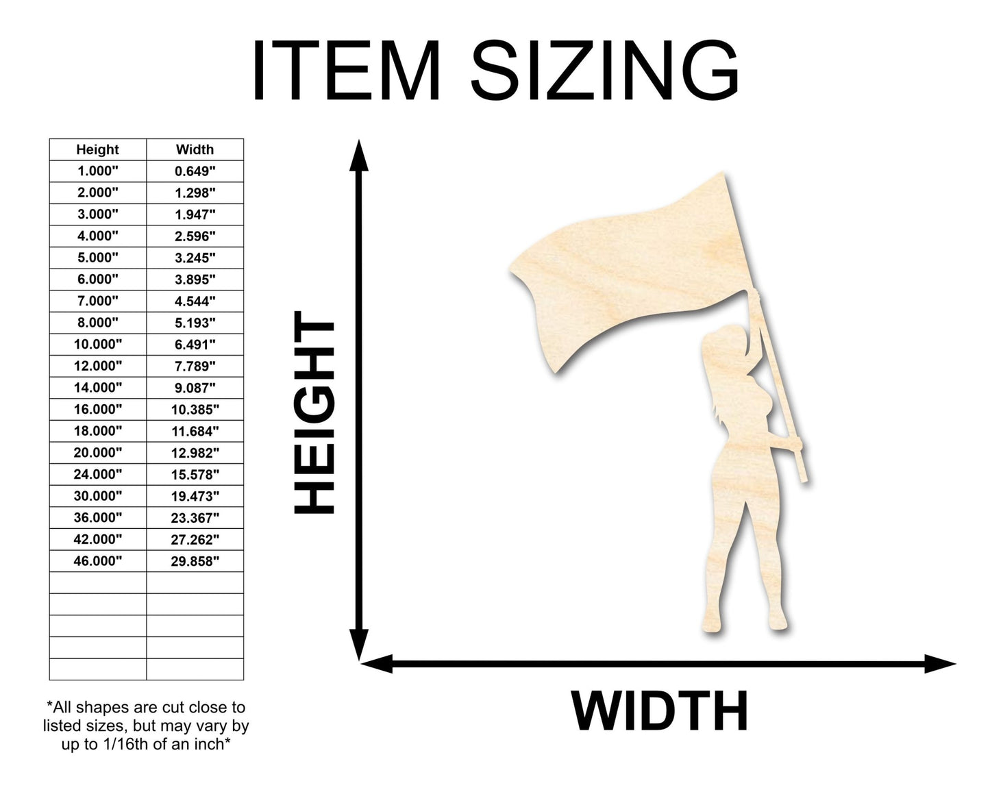 Unfinished Color Guard Shape | Craft Cutout | up to 46" DIY - NameSigns.com