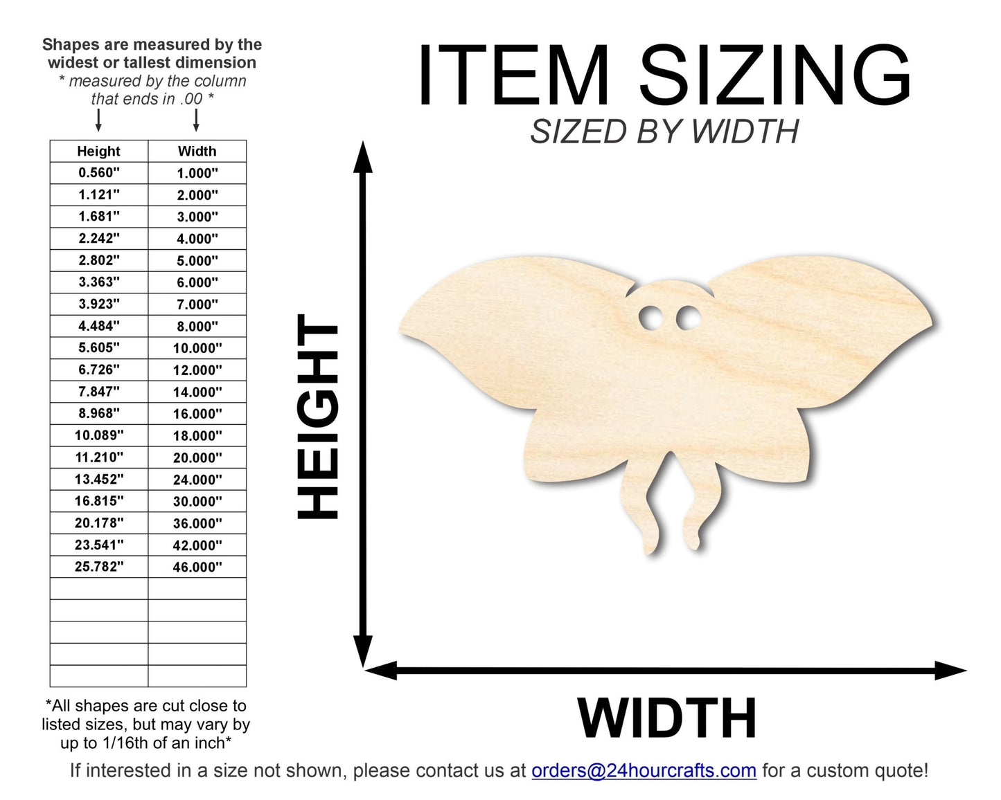 Unfinished Cute Mothman Shape | Halloween Craft Cutout | up to 46" DIY - NameSigns.com