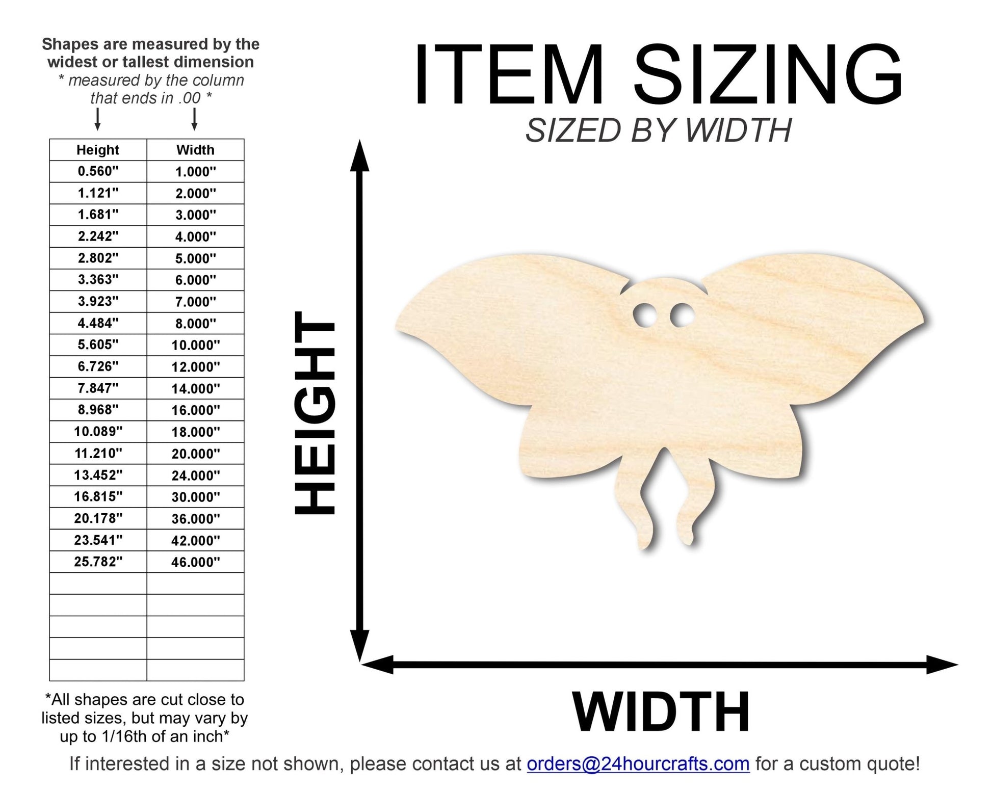 Unfinished Cute Mothman Shape | Halloween Craft Cutout | up to 46" DIY - NameSigns.com