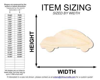 Unfinished Economy Car Shape | DIY Craft Cutout | up to 46" DIY - NameSigns.com