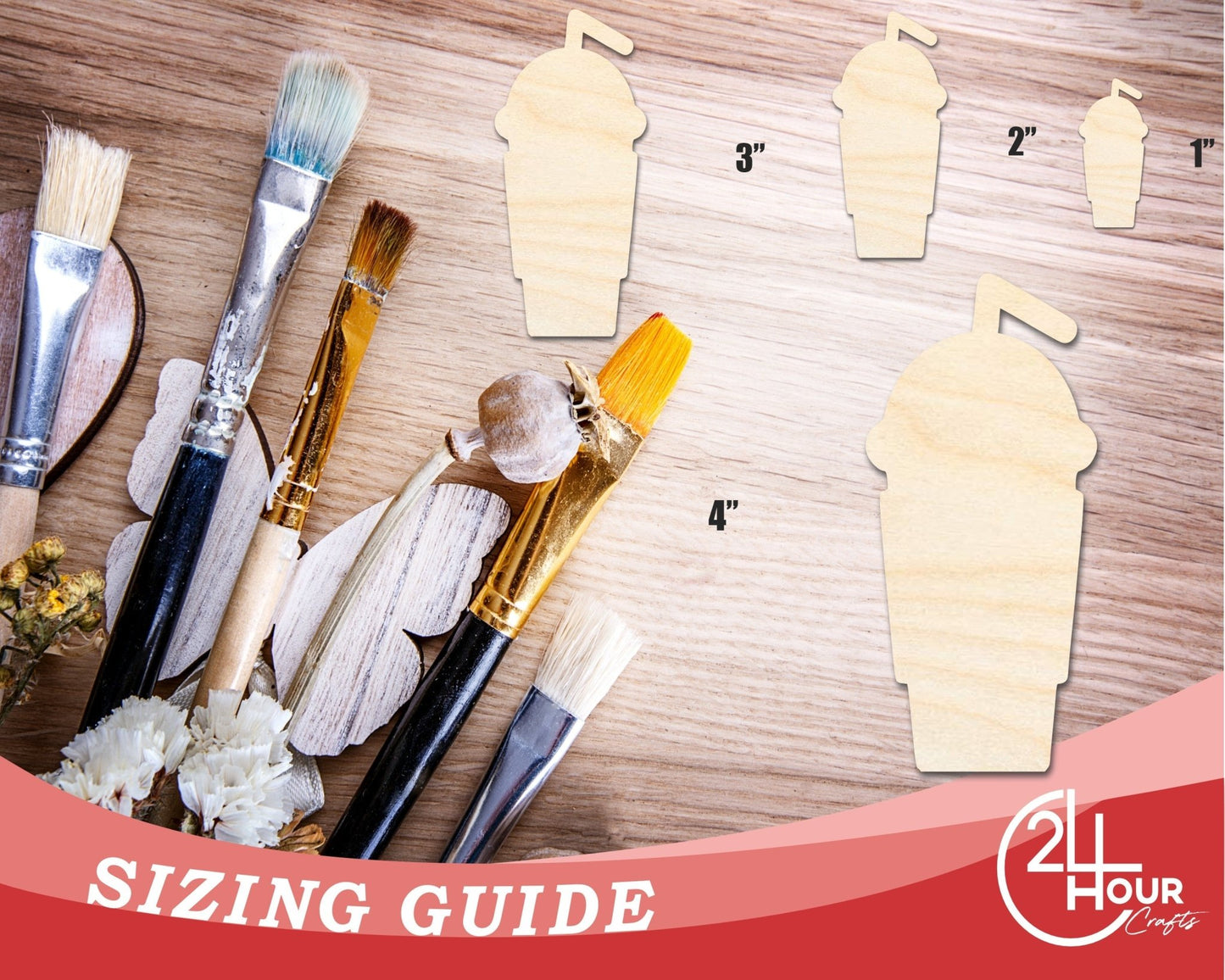 Unfinished Frappuccino Silhouette | DIY Craft Cutout | up to 46" DIY - NameSigns.com