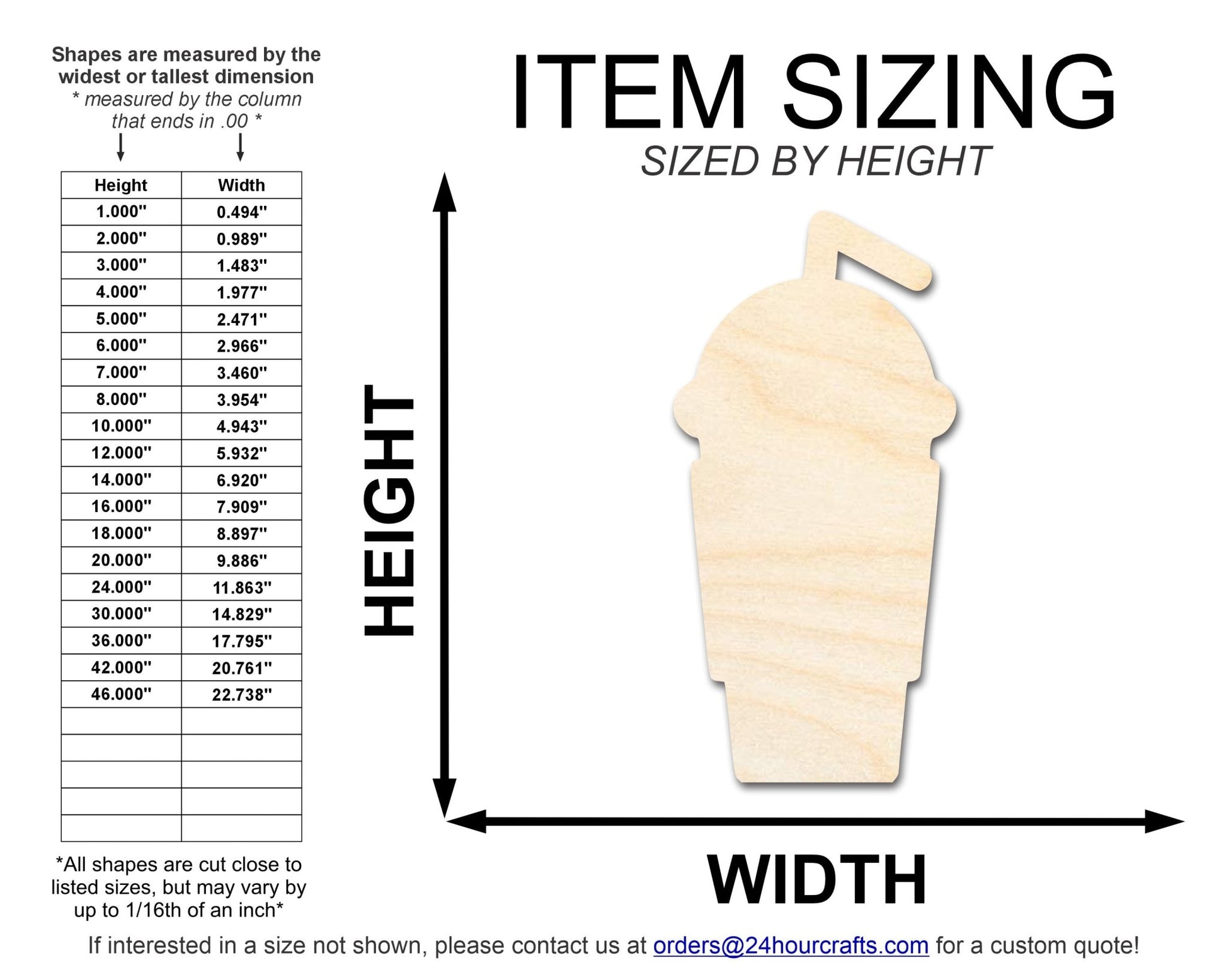 Unfinished Frappuccino Silhouette | DIY Craft Cutout | up to 46" DIY - NameSigns.com