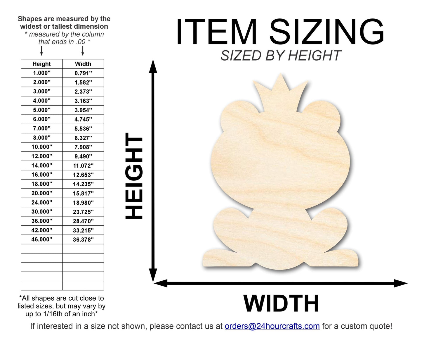 Unfinished Frog Prince Wood Cutout Shape | DIY Craft Cutout | up to 46" DIY - NameSigns.com