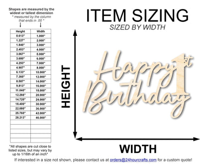 Unfinished Happy 1st Birthday Sign Shape | DIY Craft Cutout | up to 46" DIY - NameSigns.com