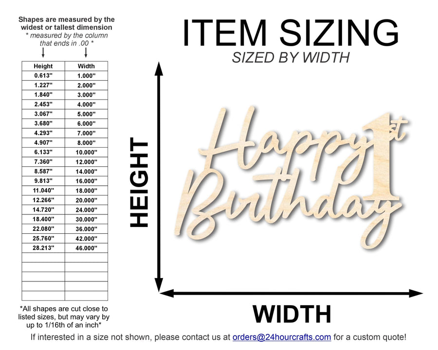 Unfinished Happy 1st Birthday Sign Shape | DIY Craft Cutout | up to 46" DIY - NameSigns.com