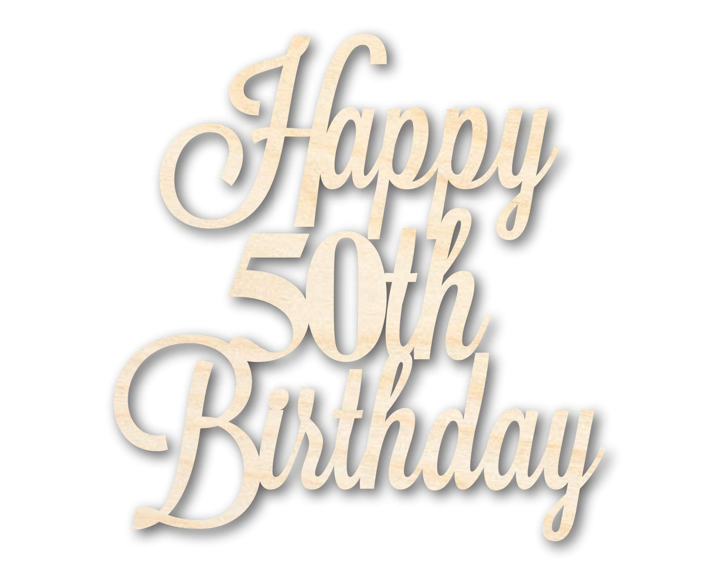 Unfinished Happy 50th Birthday Sign Shape | DIY Craft Cutout | up to 46" DIY - NameSigns.com