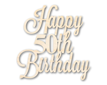 Unfinished Happy 50th Birthday Sign Shape | DIY Craft Cutout | up to 46" DIY - NameSigns.com