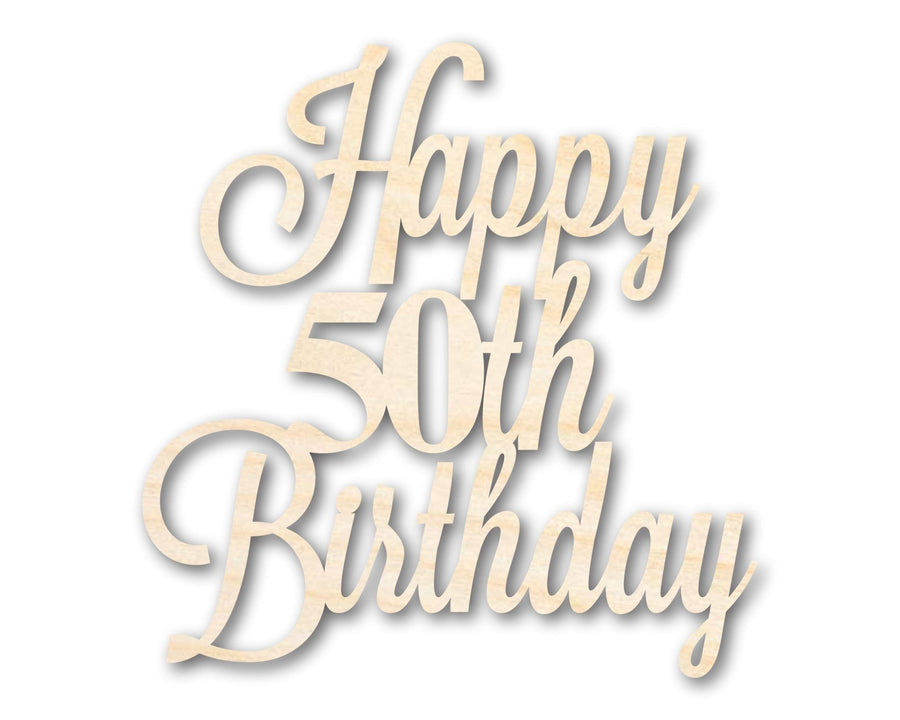 Unfinished Happy 50th Birthday Sign Shape | DIY Craft Cutout | up to 46" DIY - NameSigns.com