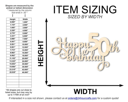 Unfinished Happy 50th Birthday Sign Shape | DIY Craft Cutout | up to 46" DIY - NameSigns.com