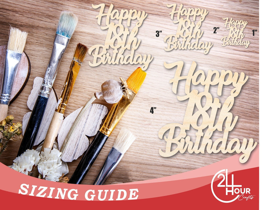 Unfinished Happy Eighteenth Birthday Shape | DIY Craft Cutout | up to 46" DIY - NameSigns.com