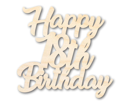 Unfinished Happy Eighteenth Birthday Shape | DIY Craft Cutout | up to 46" DIY - NameSigns.com