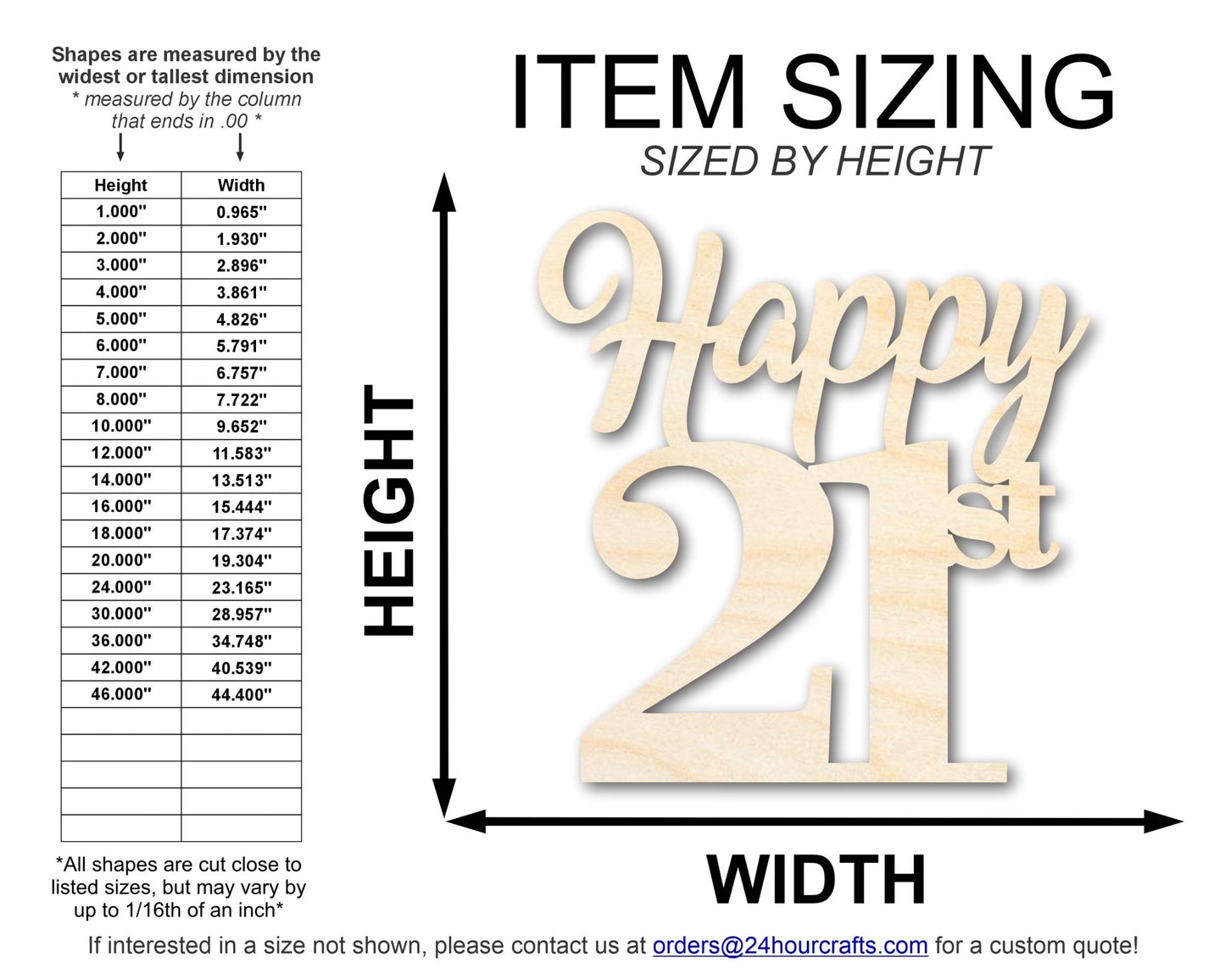 Unfinished Happy Twenty First Shape | DIY Craft Cutout | up to 46" DIY - NameSigns.com