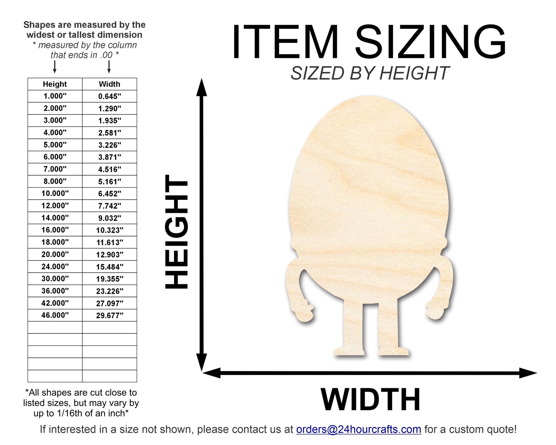 Unfinished Humpty Dumpty Wood Cutout Shape | DIY Craft Cutout | up to 46" DIY - NameSigns.com