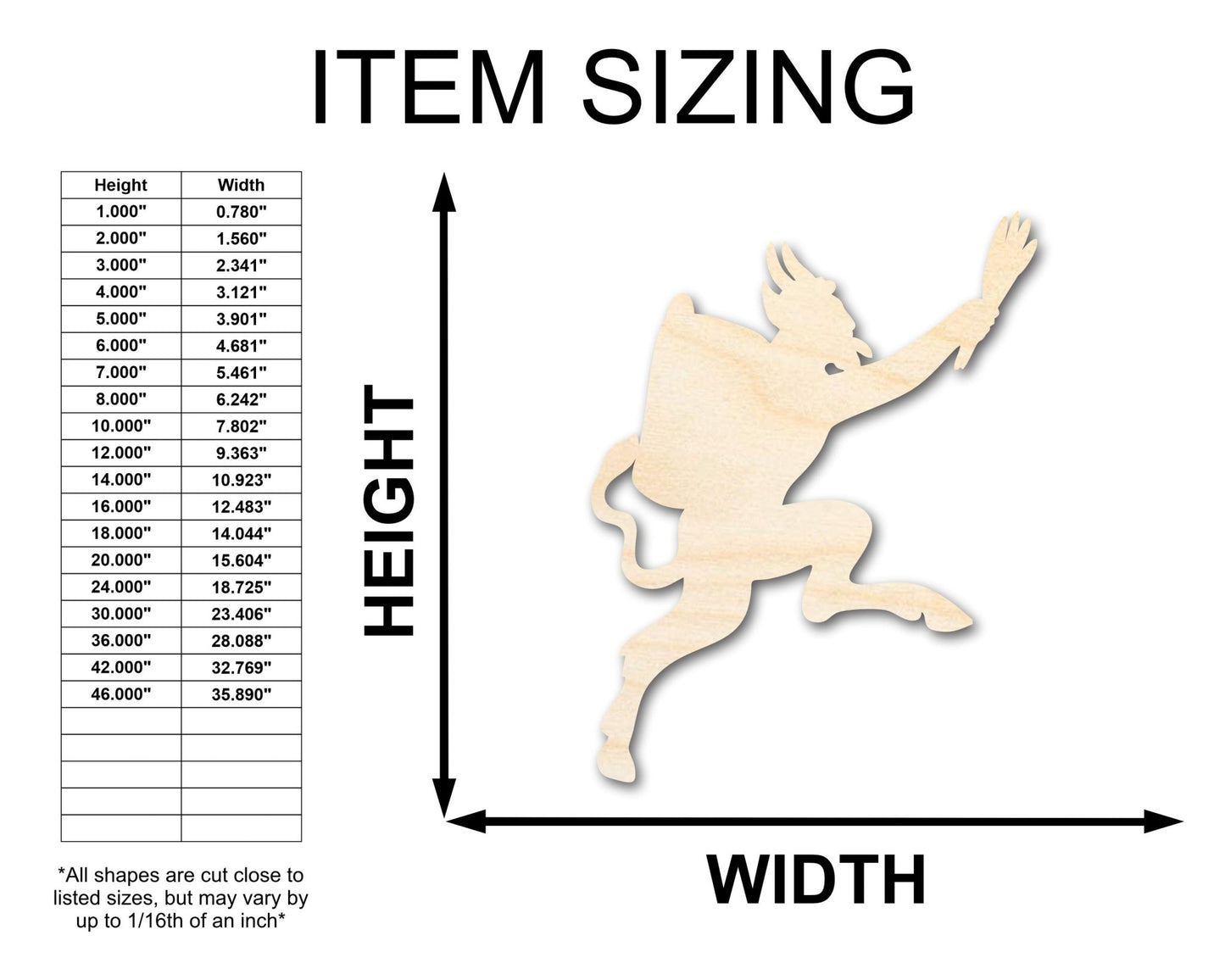 Unfinished Krampus Shape | Craft Cutout | up to 46" DIY - NameSigns.com