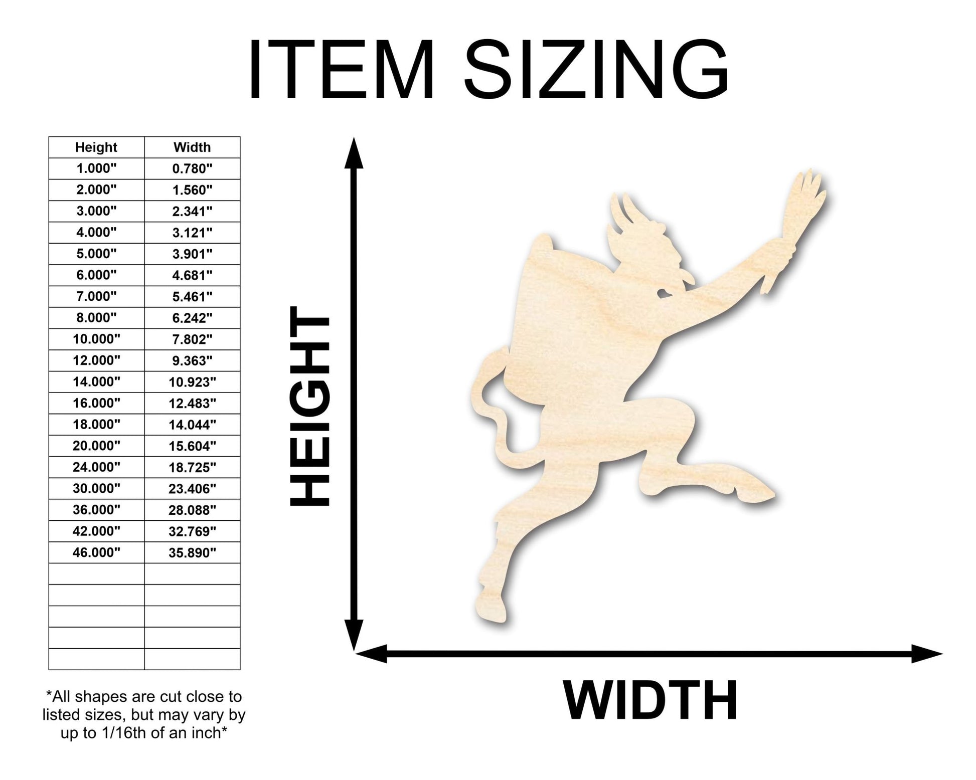 Unfinished Krampus Shape | Craft Cutout | up to 46" DIY - NameSigns.com