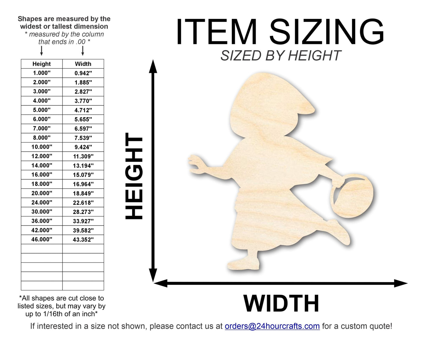 Unfinished Little Red Riding Hood Wood Cutout Shape | DIY Craft Cutout | up to 46" DIY - NameSigns.com