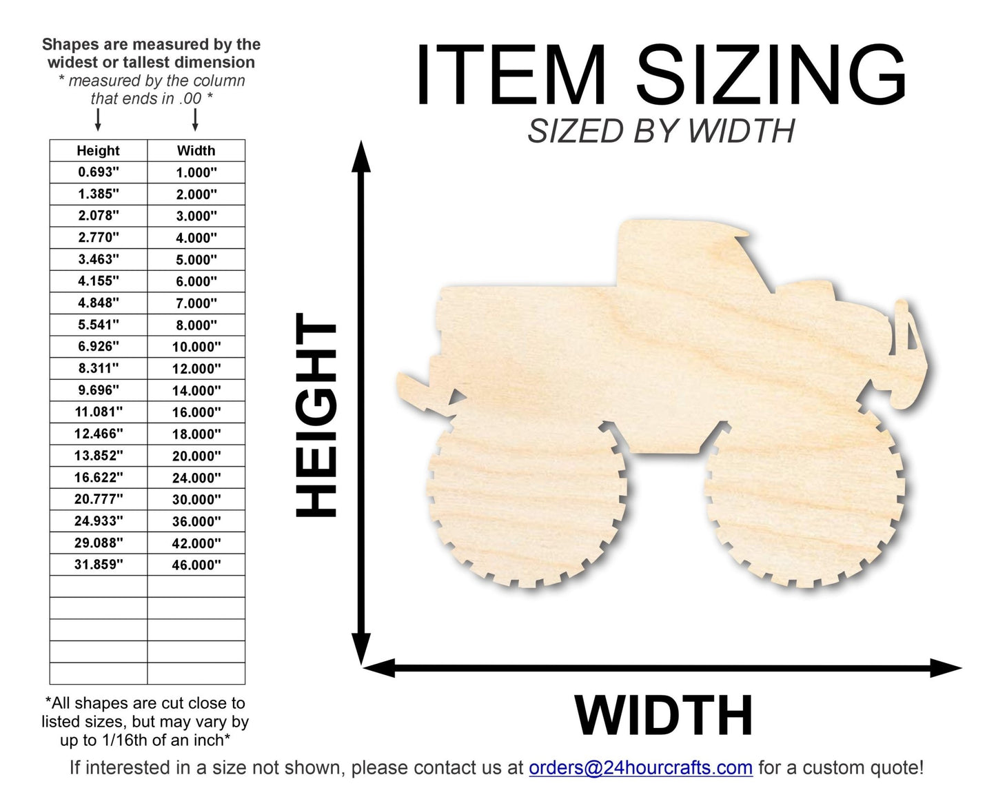 Unfinished Monster Truck Shape | DIY Craft Cutout | up to 46" DIY - NameSigns.com