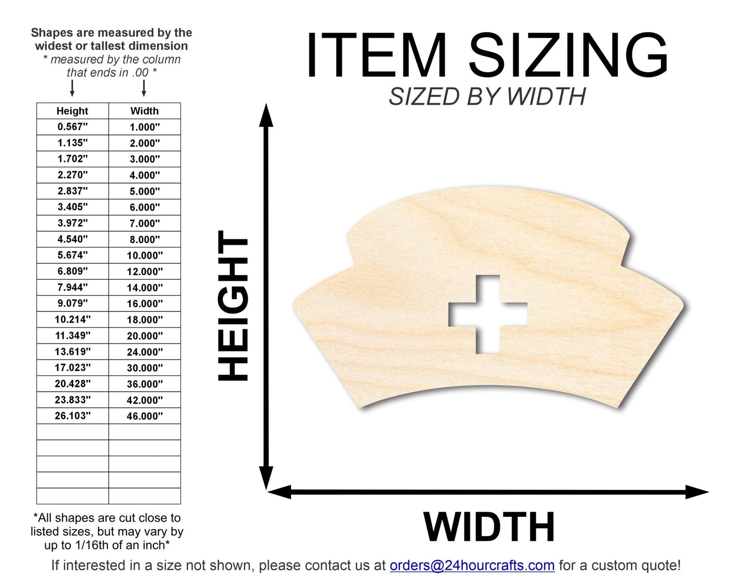 Unfinished Nurse Hat Shape | DIY Craft Cutout | up to 46" DIY - NameSigns.com