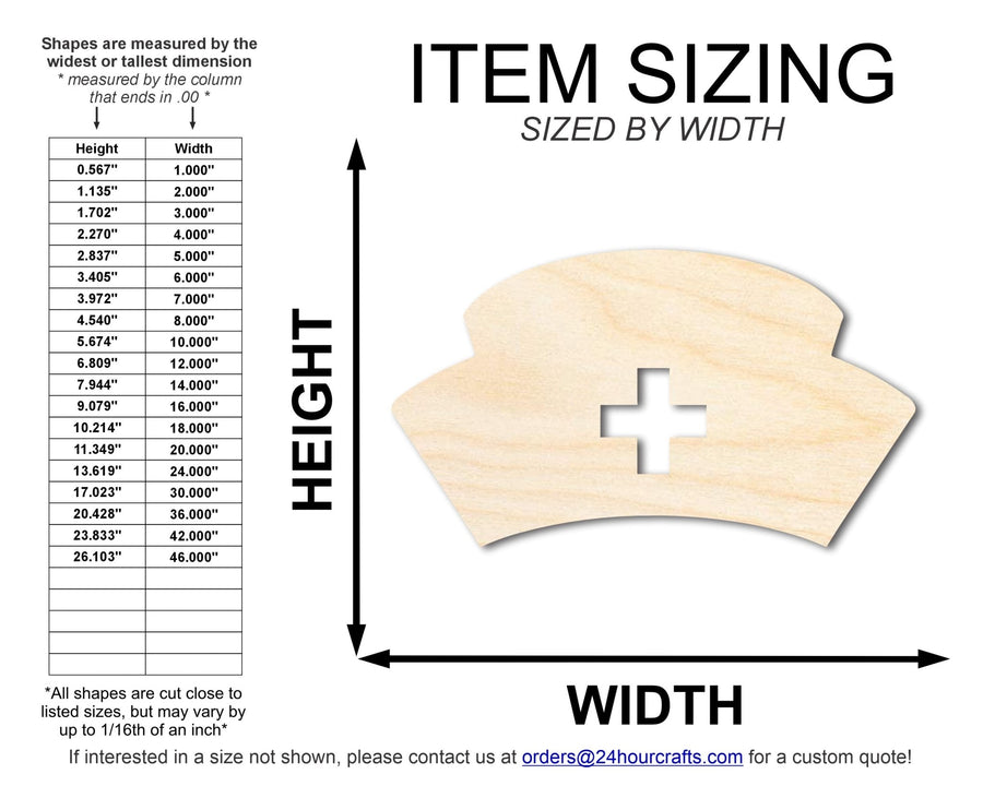 Unfinished Nurse Hat Shape | DIY Craft Cutout | up to 46" DIY - NameSigns.com