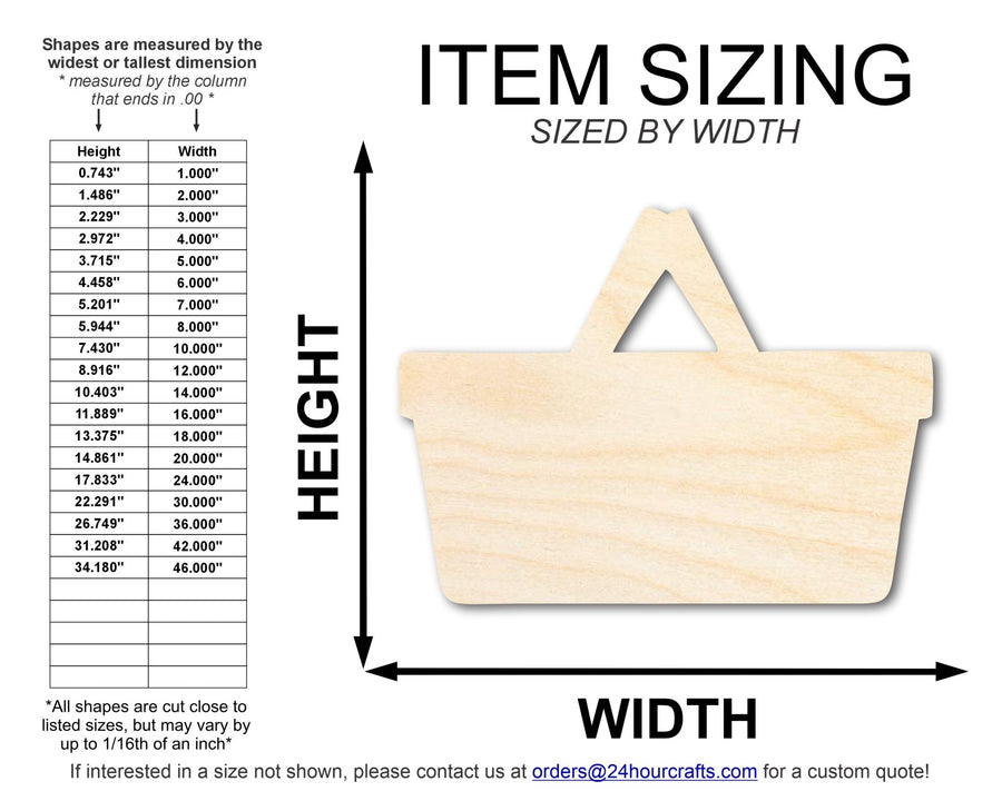 Unfinished Picnic Basket Shape | DIY Craft Cutout | up to 46" DIY - NameSigns.com