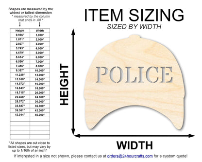Unfinished Police Cap Shape | DIY Craft Cutout | up to 46" DIY - NameSigns.com