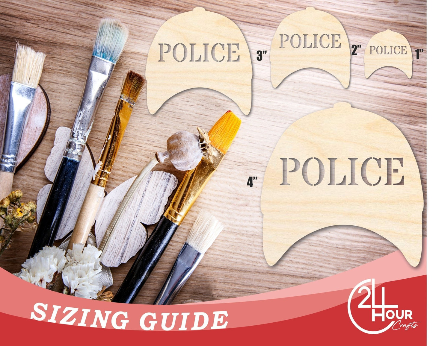 Unfinished Police Cap Shape | DIY Craft Cutout | up to 46" DIY - NameSigns.com