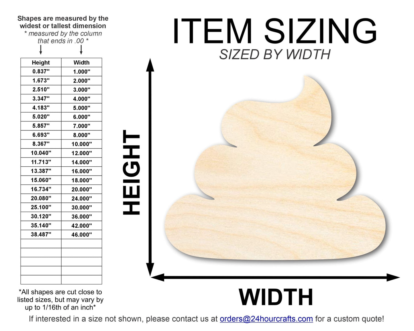 Unfinished Poop Shape | Craft Cutout | up to 46" DIY - NameSigns.com