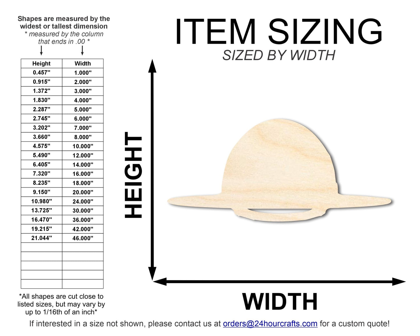 Unfinished State Trooper Hat Shape | DIY Craft Cutout | up to 46" DIY - NameSigns.com