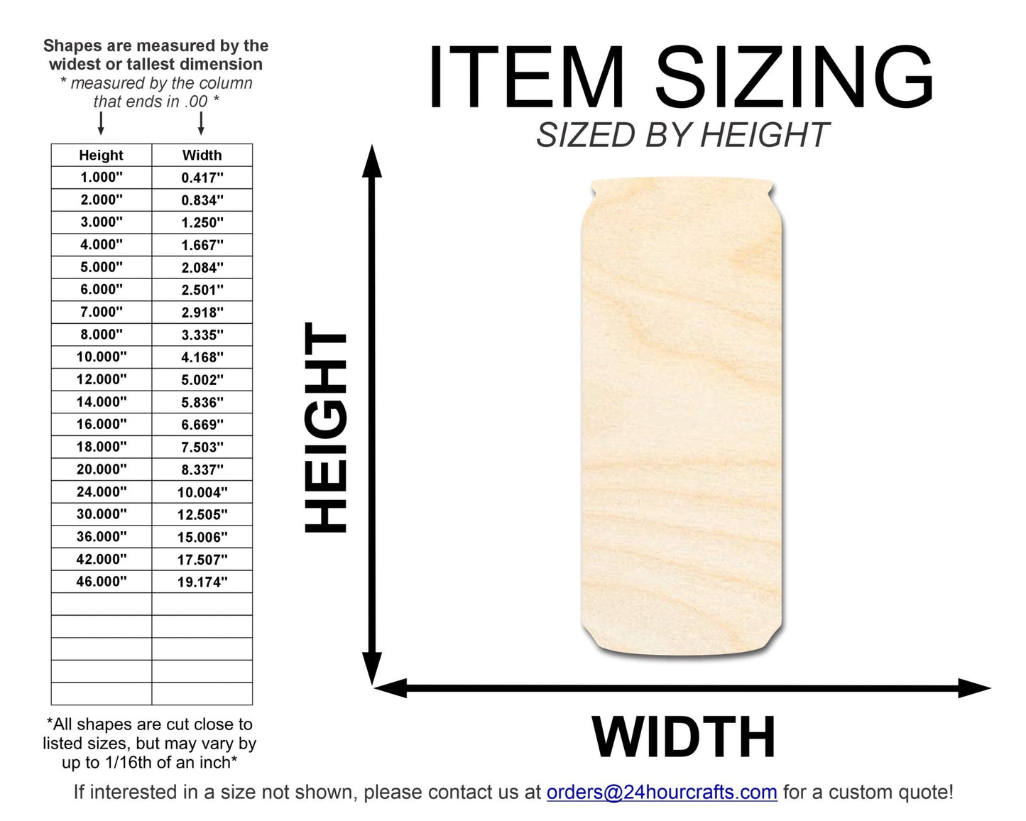 Unfinished Tall Can Shape | DIY Craft Cutout | up to 46" DIY - NameSigns.com