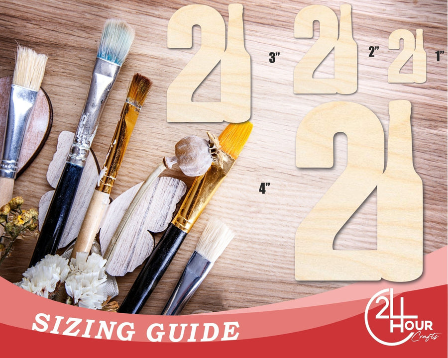 Unfinished Twenty One Bottle Shape | DIY Craft Cutout | up to 46" DIY - NameSigns.com