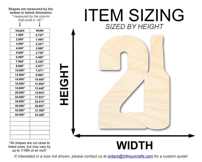 Unfinished Twenty One Bottle Shape | DIY Craft Cutout | up to 46" DIY - NameSigns.com