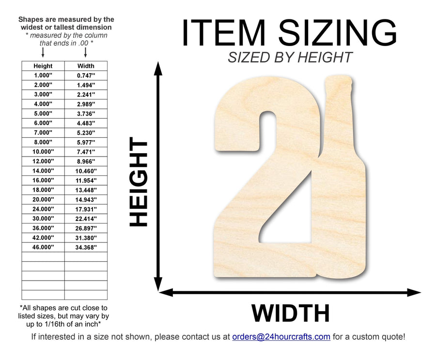 Unfinished Twenty One Bottle Shape | DIY Craft Cutout | up to 46" DIY - NameSigns.com