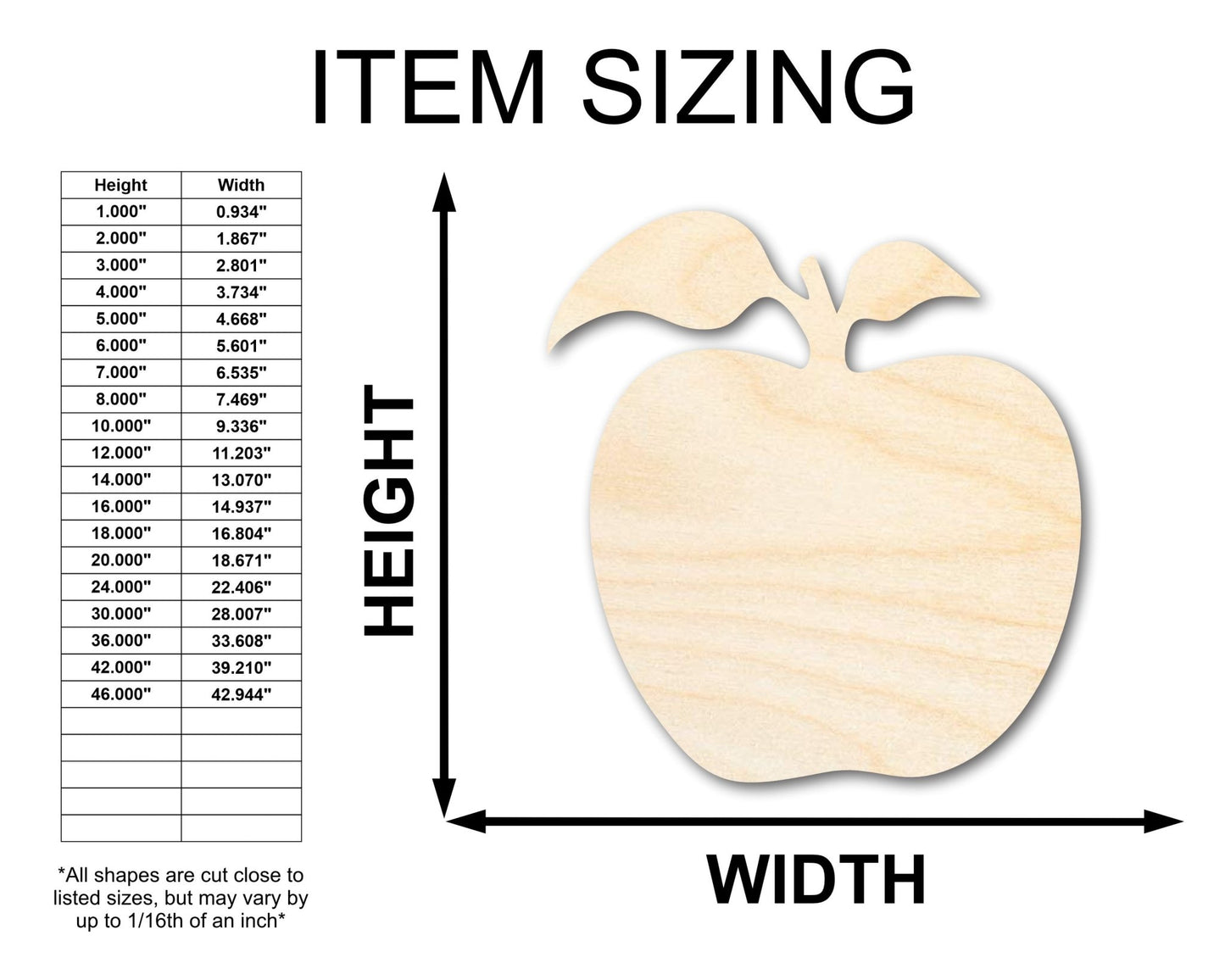 Unfinished Two Leaf Apple Shape | Craft Cutout | up to 46" DIY - NameSigns.com