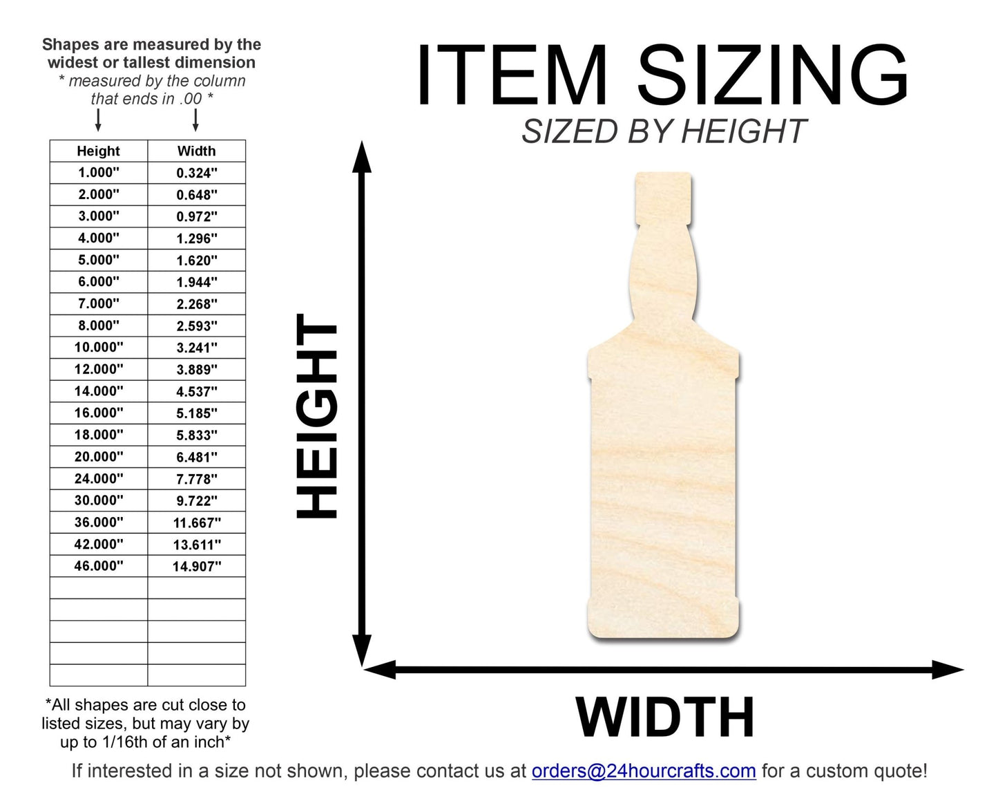 Unfinished Whisky Bottle Shape | DIY Craft Cutout | up to 46" DIY - NameSigns.com