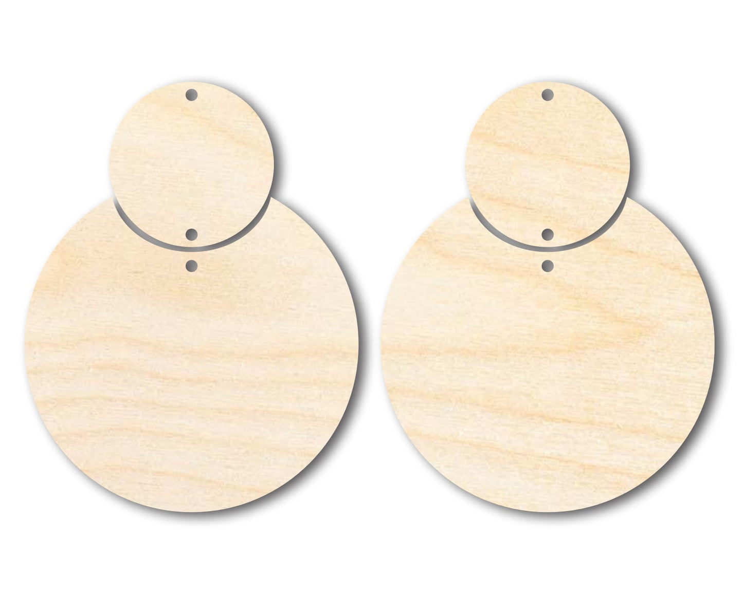 Unfinished Wood 2 - Piece Circle Earring Blank Pair - DIY Jewelry Craft - Available in 2" to 4" - NameSigns.com