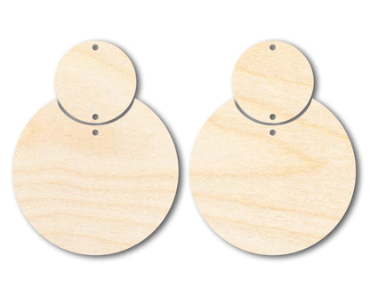 Unfinished Wood 2 - Piece Circle Earring Blank Pair - DIY Jewelry Craft - Available in 2" to 4" - NameSigns.com