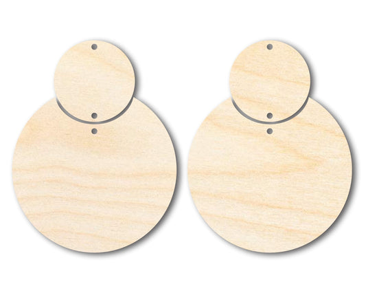Unfinished Wood 2 - Piece Circle Earring Blank Pair - DIY Jewelry Craft - Available in 2" to 4" - NameSigns.com