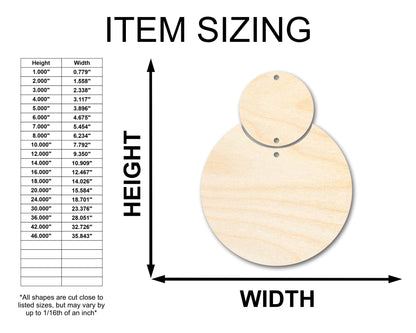 Unfinished Wood 2 - Piece Circle Earring Blank Pair - DIY Jewelry Craft - Available in 2" to 4" - NameSigns.com
