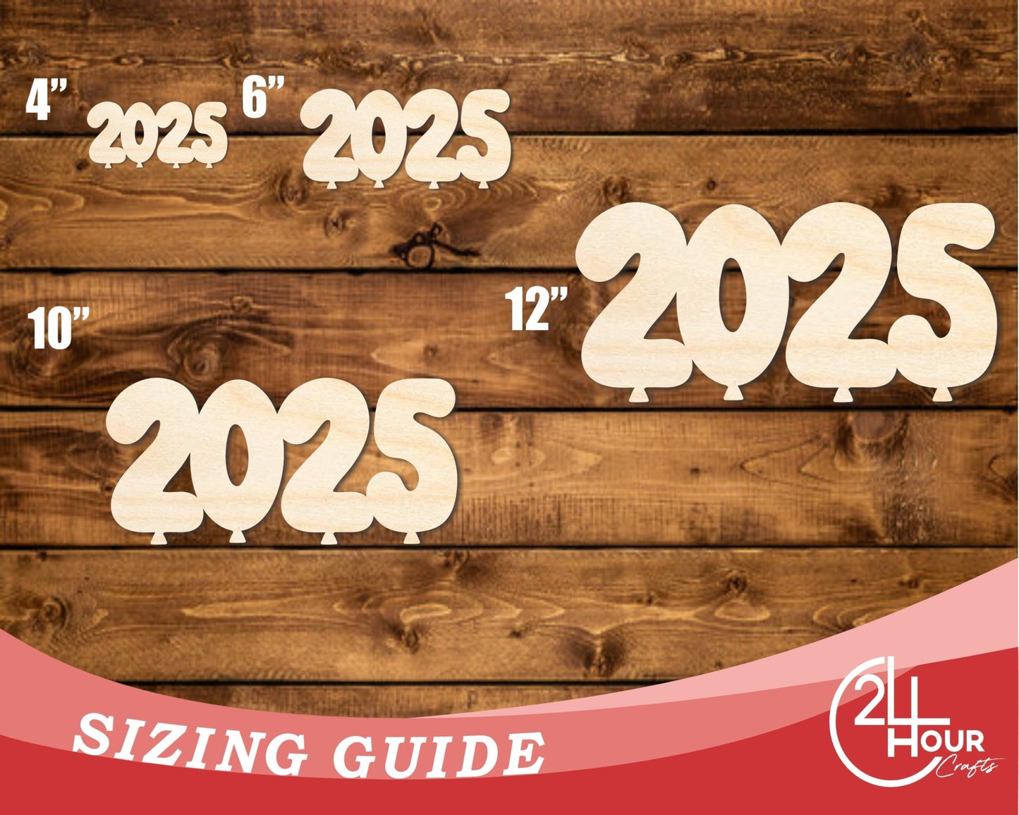 Unfinished Wood 2025 Balloons Shape | DIY Craft Cutout | up to 46" DIY - NameSigns.com