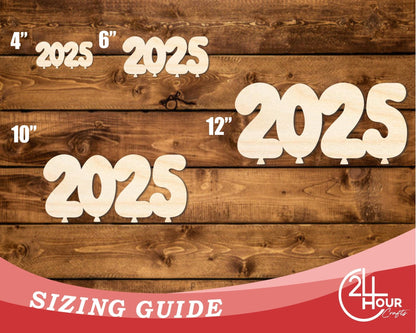 Unfinished Wood 2025 Balloons Shape | DIY Craft Cutout | up to 46" DIY - NameSigns.com