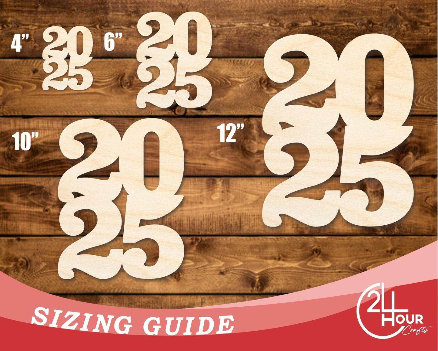 Unfinished Wood 2025 Cutout Shape | DIY Craft Cutout | up to 46" DIY - NameSigns.com