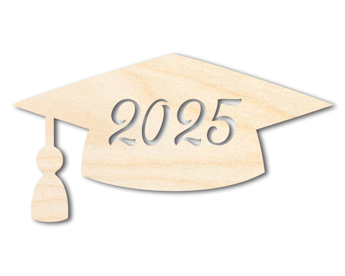 Unfinished Wood 2025 Grad Cap Shape | DIY Craft Cutout | up to 46" DIY - NameSigns.com